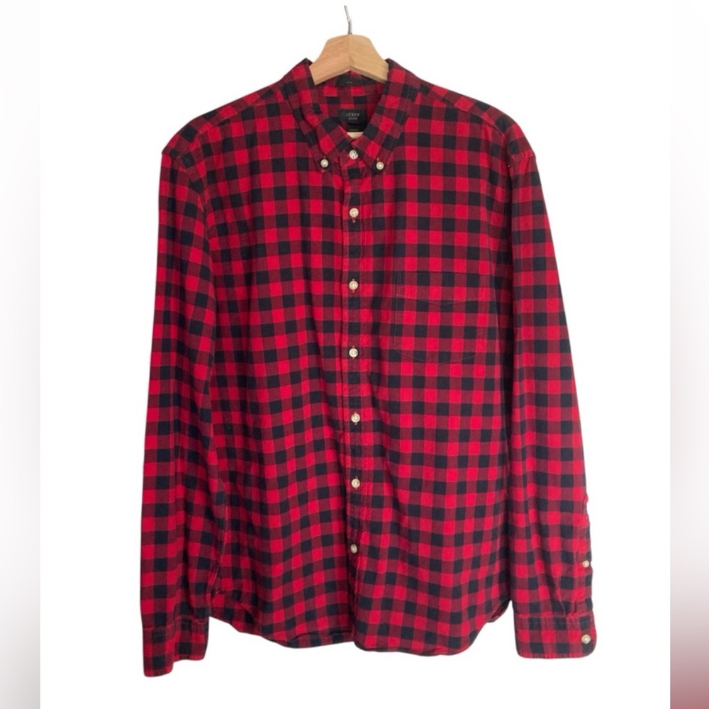 J. Crew Red & Black Buffalo Check Button-Down Slim Fit Shirt